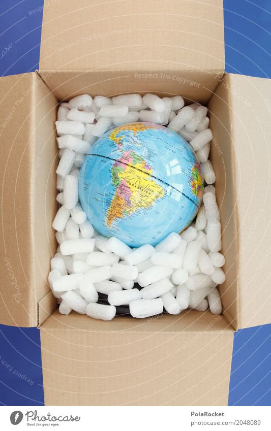 #AS# Einmal zum Mitnehmen bitte Kunst ästhetisch Erde Planet Globus verpackt Verpackung Verpackungsmaterial wegwerfen senden Klimaschutz behüten Paket Versand