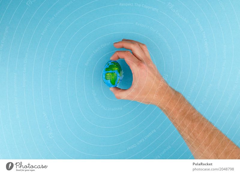 #A# Platzhalter Kunst ästhetisch Erde Planet Globus Ei Einsamkeit festhalten bemalt gestalten Kreativität Idee Design Klimawandel Klimaschutz Hand Farbfoto