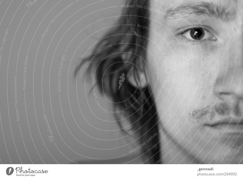 Dartanion Mensch maskulin Junger Mann Jugendliche Erwachsene Kopf Gesicht Auge Bart 1 18-30 Jahre schön Schwarzweißfoto Studioaufnahme Textfreiraum links