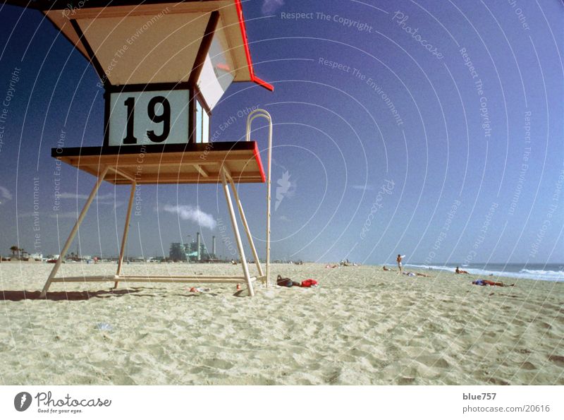 Nineteen 19 Strand Kalifornien Industriefotografie Himmel Architektur Ziffern & Zahlen numbers Wasser water Sand blau blue sky