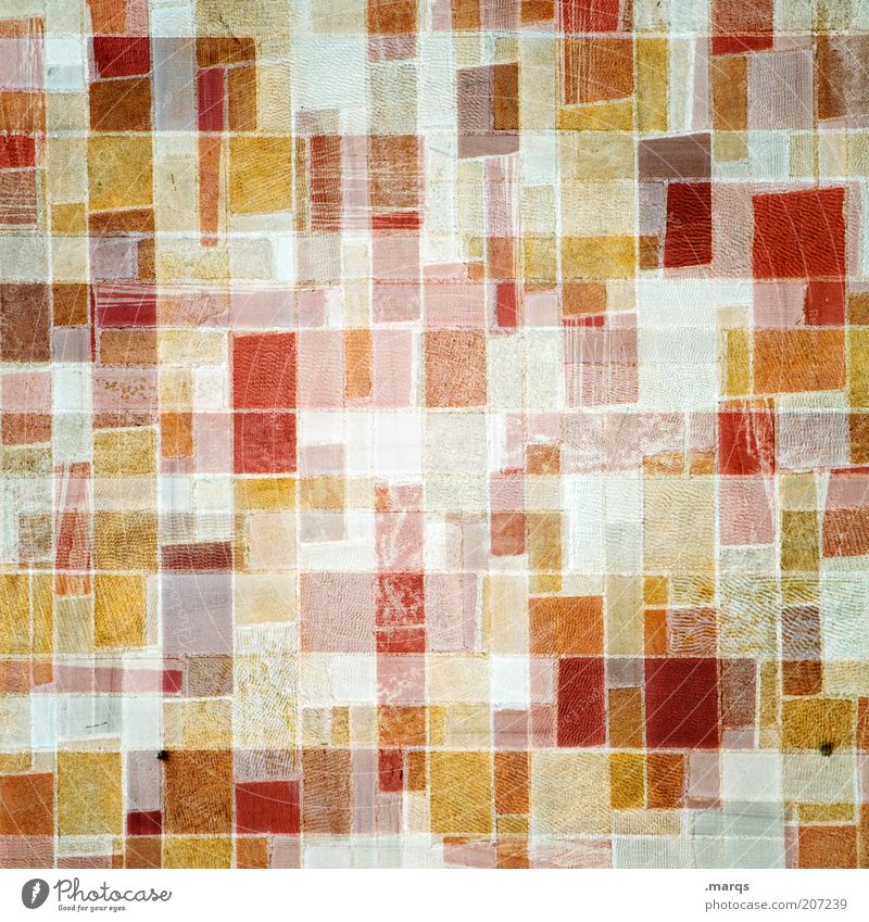 Mosaik Stil Design Mauer Wand außergewöhnlich trendy verrückt gelb rot verstört orange chaotisch eckig Linie Doppelbelichtung Farbfoto Nahaufnahme Experiment