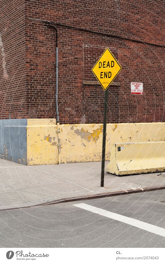 dead end New York City USA Stadt Menschenleer Haus Mauer Wand Verkehr Verkehrsmittel Verkehrswege Straßenverkehr Wege & Pfade Verkehrszeichen Verkehrsschild