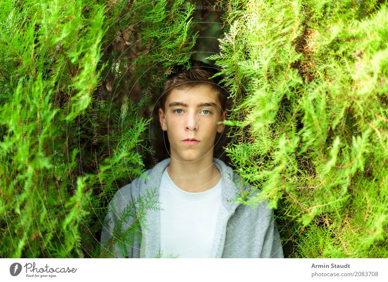 Porträt - Busch Lifestyle Stil schön harmonisch Sinnesorgane Sommer Mensch maskulin Junger Mann Jugendliche Erwachsene 1 18-30 Jahre Natur Frühling Baum