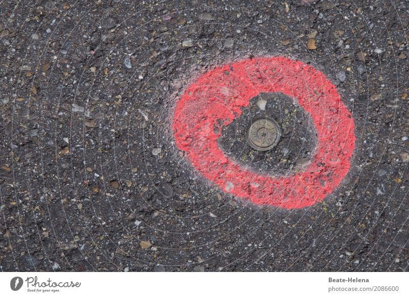 Auf den Punkt gebracht Stadtzentrum Sehenswürdigkeit Verkehr Straße Zeichen Ornament Schilder & Markierungen Hinweisschild Warnschild entdecken zeichnen rot