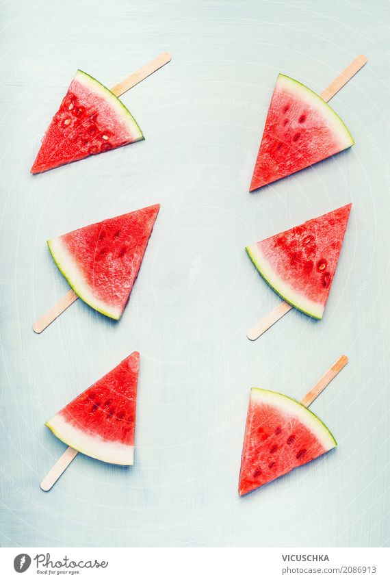 Wassermelone Eis am Stiel Frucht Dessert Ernährung Bioprodukte Vegetarische Ernährung Diät Saft Lifestyle Stil Design Gesundheit Gesunde Ernährung Leben Sommer