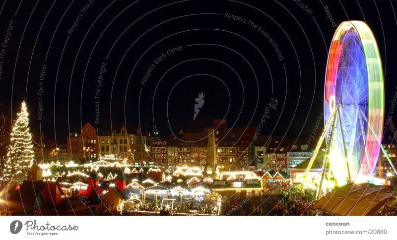 Weihnachtsmarkt Erfurt (Panorama) Riesenrad mehrfarbig Weihnachtsbaum Weihnachten & Advent geschmückt glänzend Thüringen Europa Licht Weihnachtsstimmung