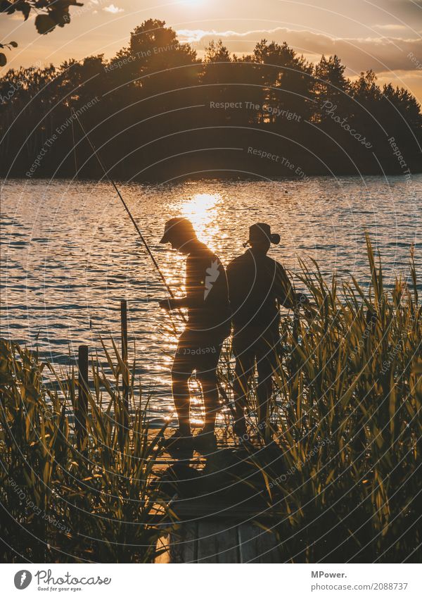 anglerhotspot Mensch maskulin 2 Umwelt Natur Schönes Wetter Küste Seeufer Flussufer Insel genießen Angeln Angler Reflexion & Spiegelung Angelrute Steg