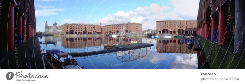 Sunny Liverpool (Panorama) Dock England Großbritannien Sonne Wasserspiegelung Europa Beatles Hafen