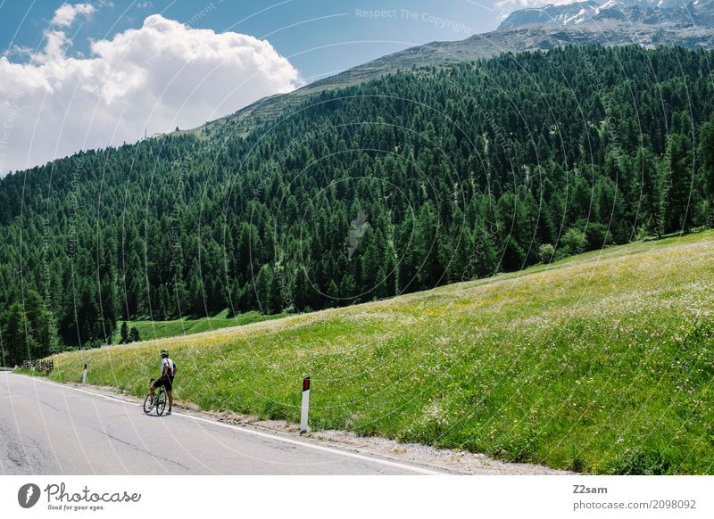 warten auf den Mannschaftswagen Freizeit & Hobby Ferien & Urlaub & Reisen Fahrradfahren Erwachsene 45-60 Jahre Natur Landschaft Sommer Schönes Wetter Alpen