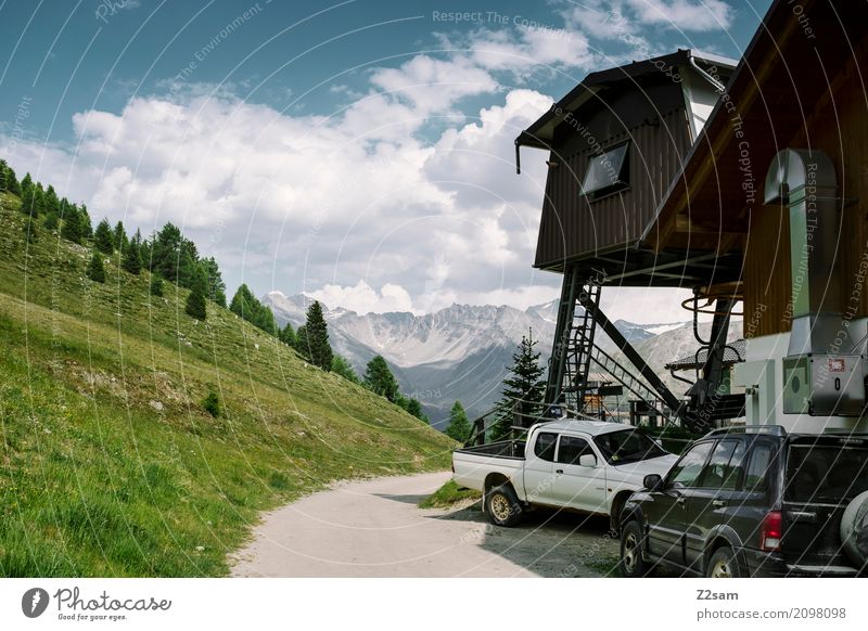 wie in den Rockies Natur Landschaft Himmel Wolken Sommer Schönes Wetter Wiese Wald Alpen Berge u. Gebirge Gipfel Gletscher Straße Hochstraße PKW hoch natürlich