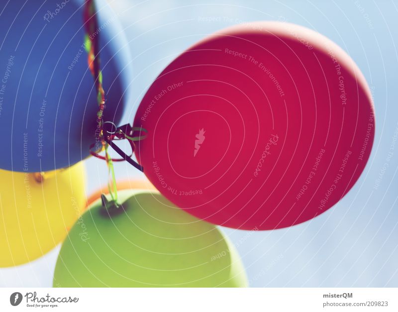 Up. ästhetisch Kreativität gestalten mehrfarbig Eröffnung Schweben fliegen rot blau gelb grün 4 Dekoration & Verzierung Luftballon Idee Farbfoto Außenaufnahme