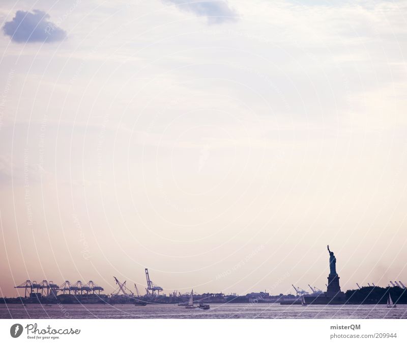 Good Morning New York. Stadt Hauptstadt Hafenstadt ästhetisch New York City Freiheitsstatue frei Symbole & Metaphern Einlaufen (Schiff) Morgen ruhig Meer