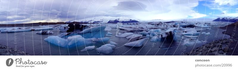 Islands Eisberge (Panorama) Naturphänomene azurblau kalt Gletscher Eislagune Eisblock