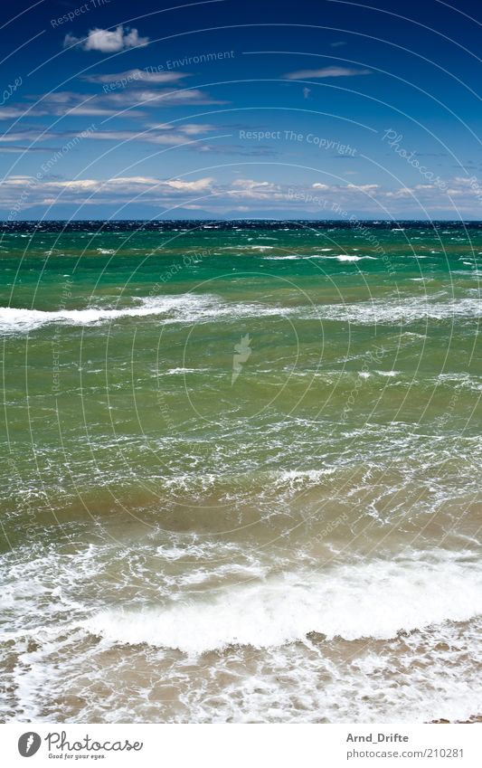 Meer Glück Erholung Ferien & Urlaub & Reisen Sommer Sommerurlaub Strand Wellen Natur Landschaft Wasser Wolken Klima Wetter Schönes Wetter Wind Wärme Küste blau
