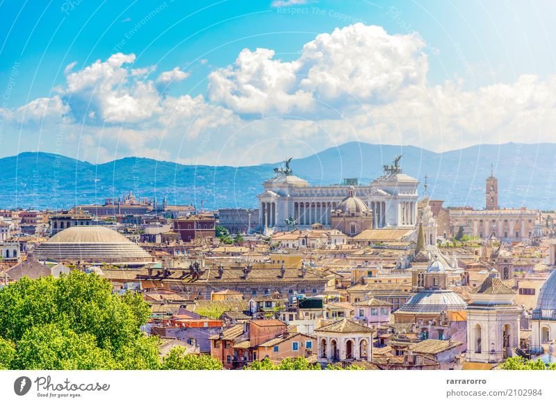 Panoramablick von Rom mit dem Capitoline-Hügel in Rom Ferien & Urlaub & Reisen Tourismus Haus Landschaft Wolken Horizont Stadt Skyline Kirche Gebäude