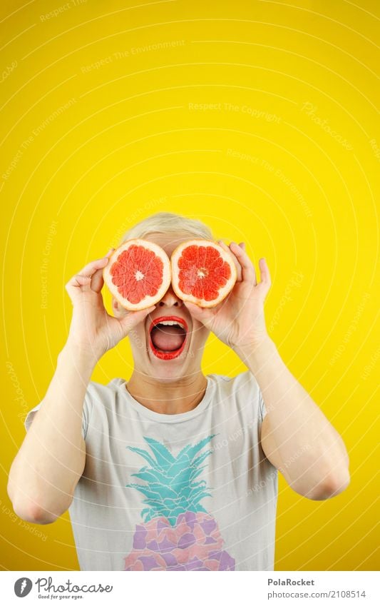 #A# uuuaaahhh! Kunstwerk ästhetisch Kreativität dumm gelb Blick Show Orange Blutorange Grapefruit lachen Unsinn Freude spaßig Spaßvogel Spaßgesellschaft Hand