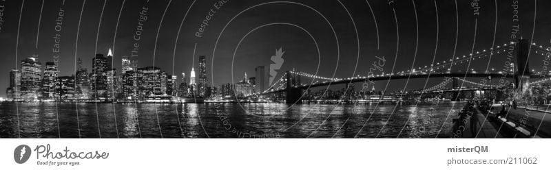New York - Black Lights. ästhetisch New York City Manhattan Manhattan Bridge Brooklyn Bridge Skyline Panoramafreiheit Panorama (Aussicht) Hochhaus Nachtleben