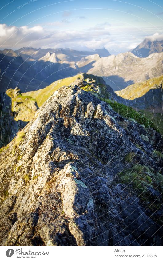 Gipfel unter Gipfeln Ferien & Urlaub & Reisen Abenteuer Ferne Freiheit Berge u. Gebirge wandern Landschaft Norwegen Lofoten leuchten außergewöhnlich fantastisch