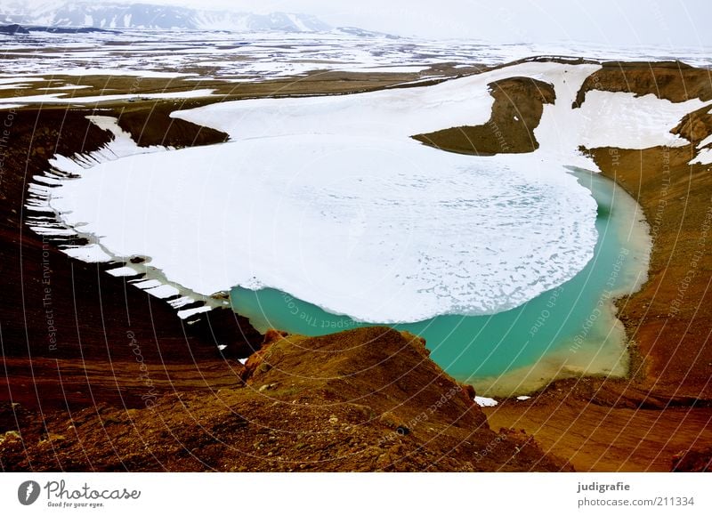 Island Umwelt Natur Landschaft Erde Eis Frost Schnee Hügel Berge u. Gebirge Vulkan See Vitikrater außergewöhnlich fantastisch kalt natürlich wild Stimmung