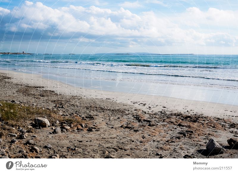 Tag am Meer Sand Wasser Himmel Wolken Sonnenlicht Schönes Wetter Wellen Küste Strand Ferien & Urlaub & Reisen ruhig Farbfoto Außenaufnahme Panorama (Aussicht)
