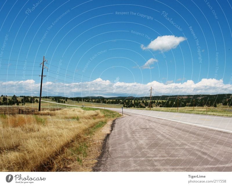 Ansicht am Straßenrand Landschaft Luft Himmel Wolken Horizont Sommer Schönes Wetter Wärme Dürre Gras Ebene Colorado Ferne frei Unendlichkeit heiß lang