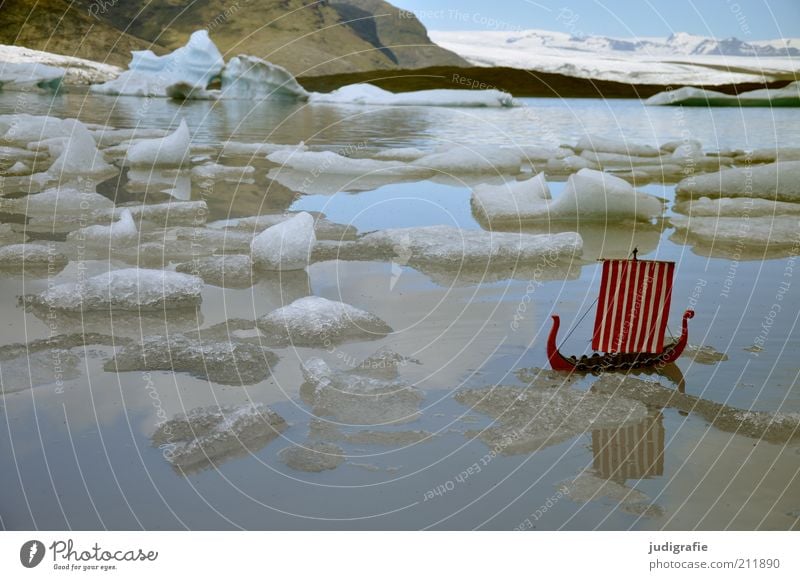 Island Umwelt Natur Landschaft Urelemente Wasser Himmel Klima Klimawandel Eis Frost Schnee Hügel Felsen Berge u. Gebirge Schneebedeckte Gipfel Gletscher See