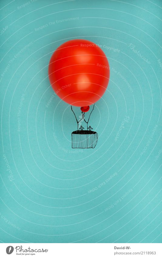 Heißluftballon fliegt durch die Luft fliegen Luftballon Freiheit schweben reisen Abenteurer Himmel Begeisterung Glückseligkeit