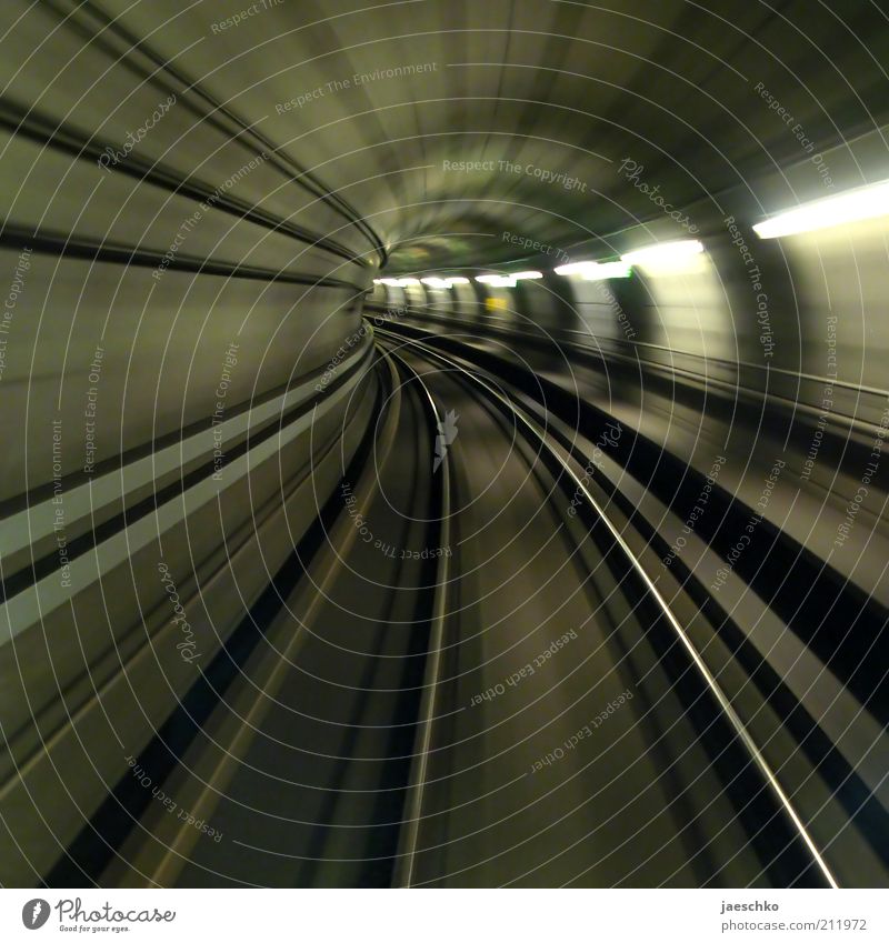 swoosh Verkehr Verkehrswege Bahnfahren Tunnel Schienenverkehr U-Bahn Gleise Geschwindigkeit Mobilität Surrealismus Zukunft Linie fantastisch vorwärts abgefahren