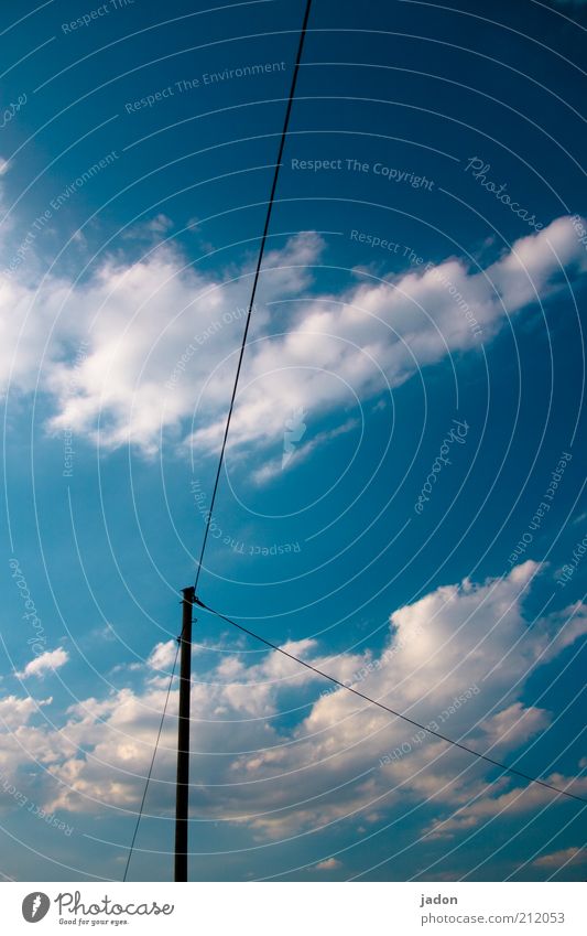 weiterleitung. Telekommunikation Himmel Wolken Linie Leitung Oberleitung Kabel Verteiler Vernetzung Tag