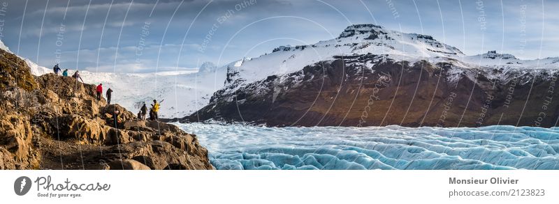 Gletscher Abenteuer in Island, Winter 2017 Mensch Menschengruppe Umwelt Natur Landschaft Himmel Wolken Klima Berge u. Gebirge Gipfel blau Eis Schnee