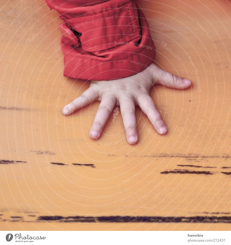 phive Freizeit & Hobby Spielen Mensch Kind Kleinkind Kindheit Hand 1 1-3 Jahre berühren gelb rot Finger 5 Jacke Rutsche festhalten klein Farbfoto Außenaufnahme