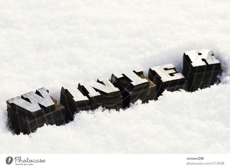 W.I.N.T.E.R. Winter Schnee Schneedecke Buchstaben Jahreszeiten kalt Dezember weiß Wetter Frost Farbfoto Gedeckte Farben Außenaufnahme Nahaufnahme Detailaufnahme