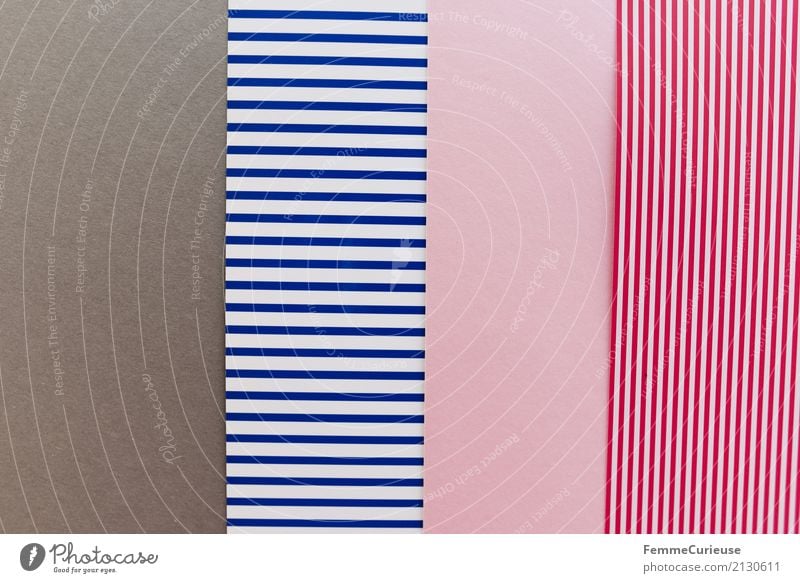 Muster (05) Papier Zettel mehrfarbig grau blau weiß blau-weiß rosa rot-weiß graphisch Geometrie Rechteck Strukturen & Formen gestreift Streifen Design