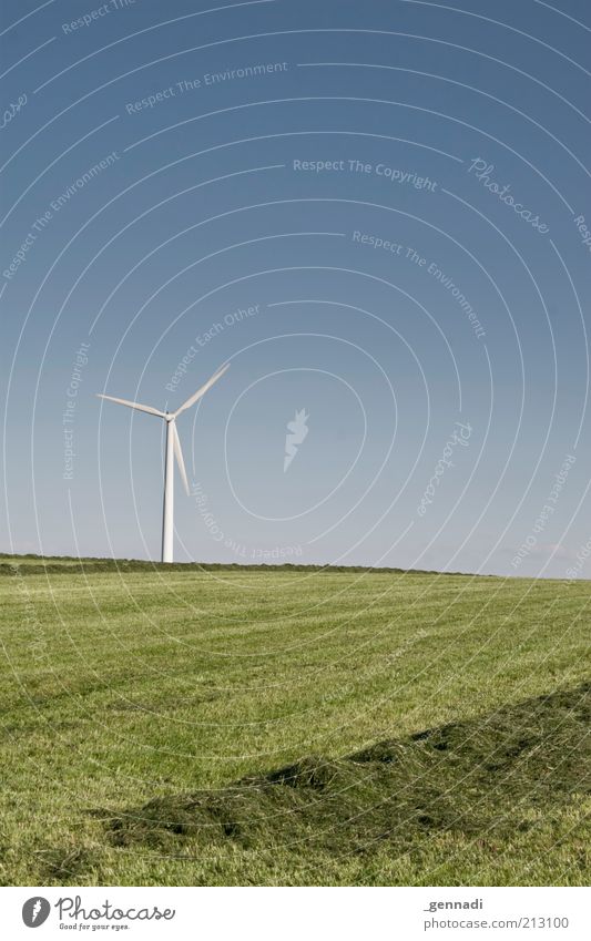 Windstille, auch Flaute genannt Umwelt Natur Landschaft Erde Luft Himmel Wolkenloser Himmel Horizont Sommer Schönes Wetter Gras Stromkraftwerke Elektrizität