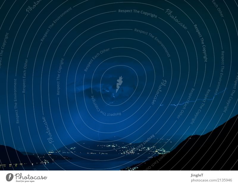 filigran Umwelt Natur Landschaft Luft Wasser Klima Wetter schlechtes Wetter Gewitter Blitze Berge u. Gebirge See leuchten blau braun grau schwarz weiß
