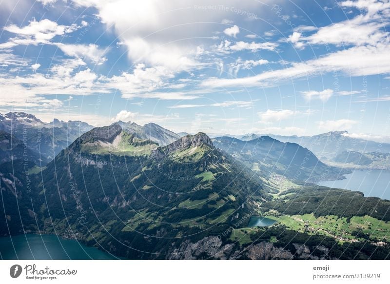 Aussicht vom Fronalpstock CH Umwelt Natur Landschaft Himmel Sommer Schönes Wetter Alpen Berge u. Gebirge See natürlich blau grün fronalpstock stoos