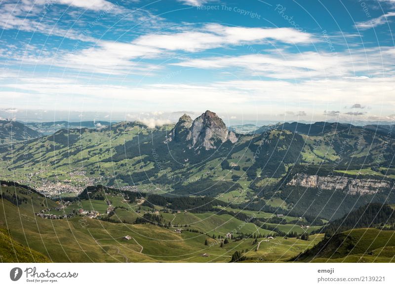 Mythen Umwelt Natur Landschaft Himmel Sommer Schönes Wetter Alpen Berge u. Gebirge natürlich grün mythen Schweiz Kanton Schwyz wandern Wandertag Tourismus