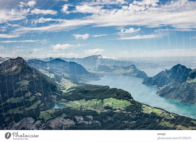 Aussicht vom Fronalpstock CH Umwelt Natur Landschaft Sommer Schönes Wetter Alpen Berge u. Gebirge See natürlich blau Schweiz wandern Wanderausflug Wandertag