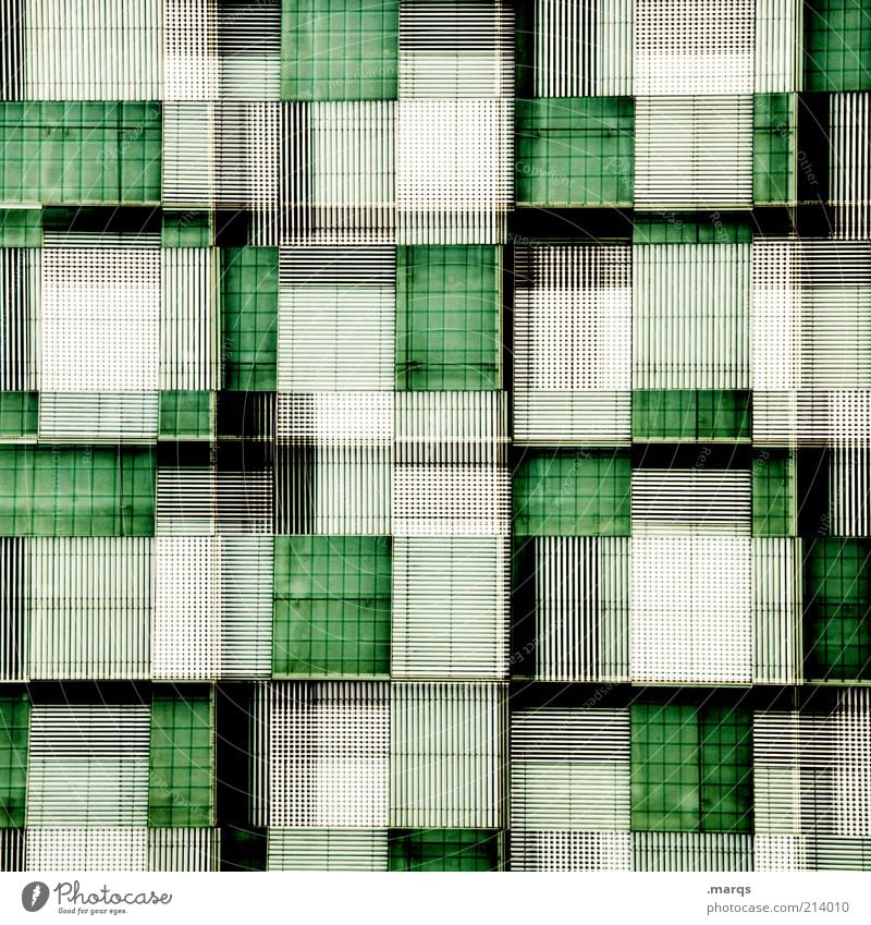 Greenish Lifestyle Stil Design Bauwerk Fassade Linie außergewöhnlich Coolness eckig trendy modern neu verrückt grün schwarz weiß verstört chaotisch skurril