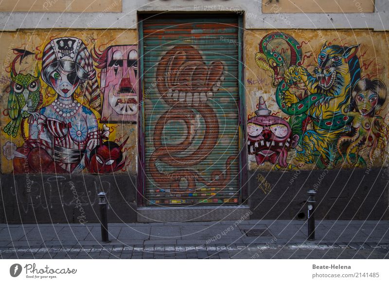 Freizeitspaß | Freie Malerei Stil exotisch Freude Freizeit & Hobby Graffiti Gemälde Haus Künstler Subkultur Madrid Mauer Wand Fassade Sehenswürdigkeit Straße