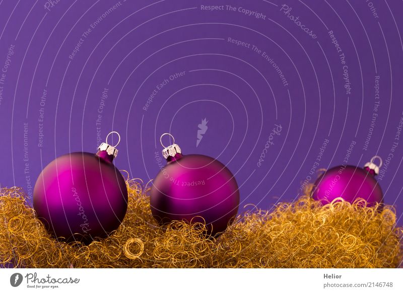 Violette Weihnachtskugeln auf lila Hintergrund mit Goldflitter Design Freude Feste & Feiern Weihnachten & Advent Glas Metall Kugel gold violett Vorfreude