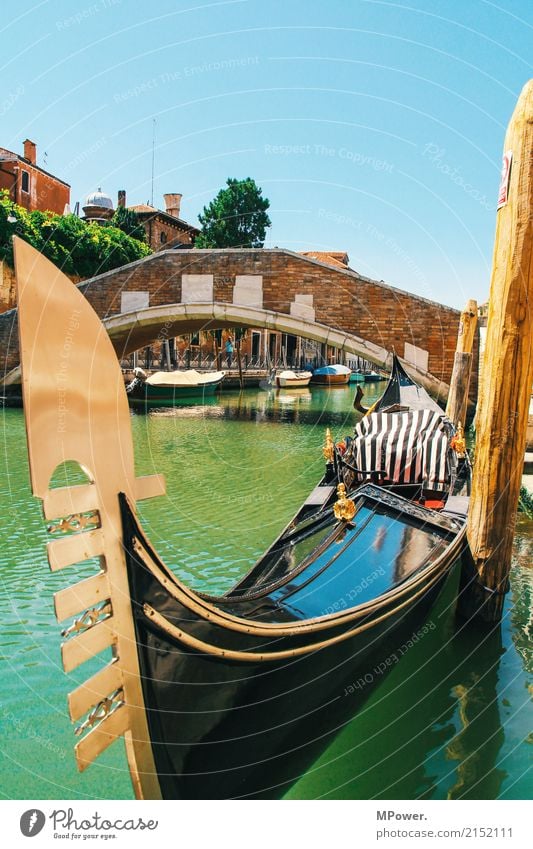 durch venedig gondeln Stadt Hafenstadt Altstadt alt schön Venedig Gondel (Boot) Brücke Wasserstraße Tourismus türkis Sommer Sommerurlaub Städtereise Klischee
