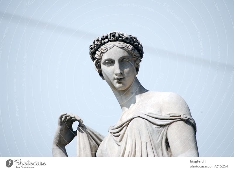 Lady elegant schön feminin Junge Frau Jugendliche Kopf Hand Schulter 1 Mensch 18-30 Jahre Erwachsene Skulptur Rom Italien Europa Stein blau weiß Statue Farbfoto