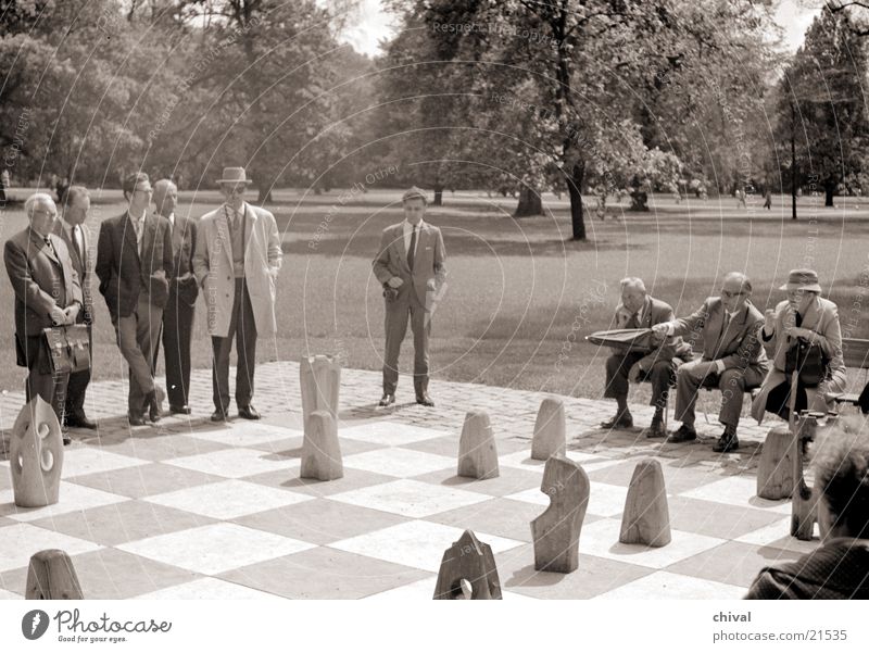 Schachspiel Spielen Publikum Schachbrett Schachfigur Menschengruppe Spielfigur