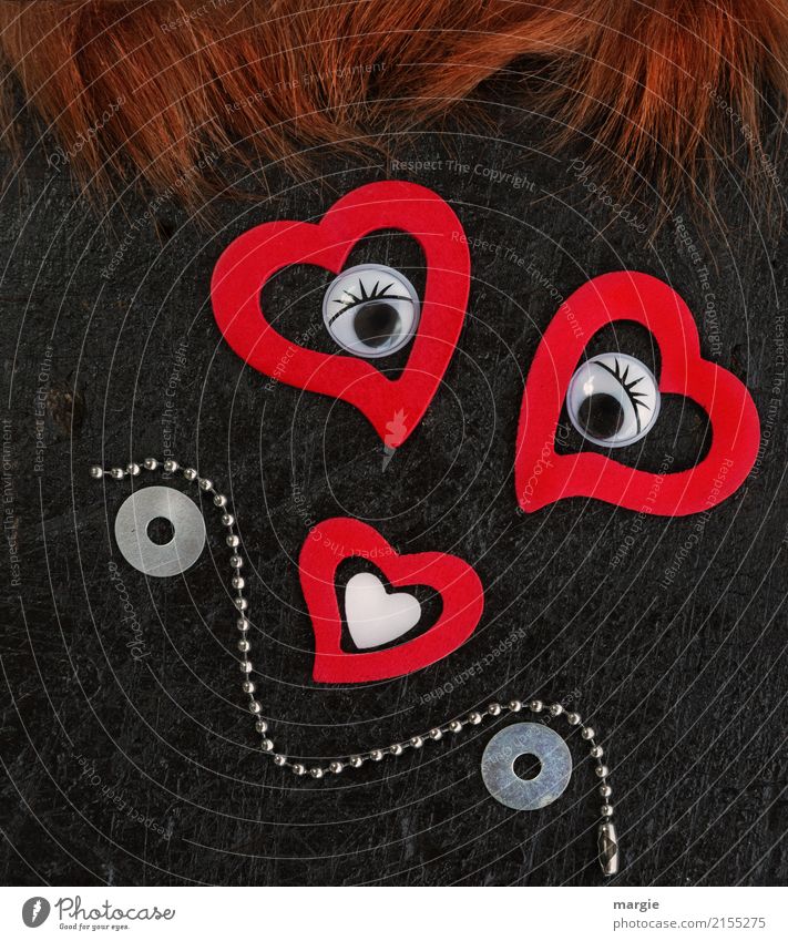 Emotionen...coole Gesichter: Collage Herzlich mit Herzen Mensch feminin Frau Erwachsene Haare & Frisuren Auge Lippen 1 Kunst Künstler Lächeln braun rot Erotik