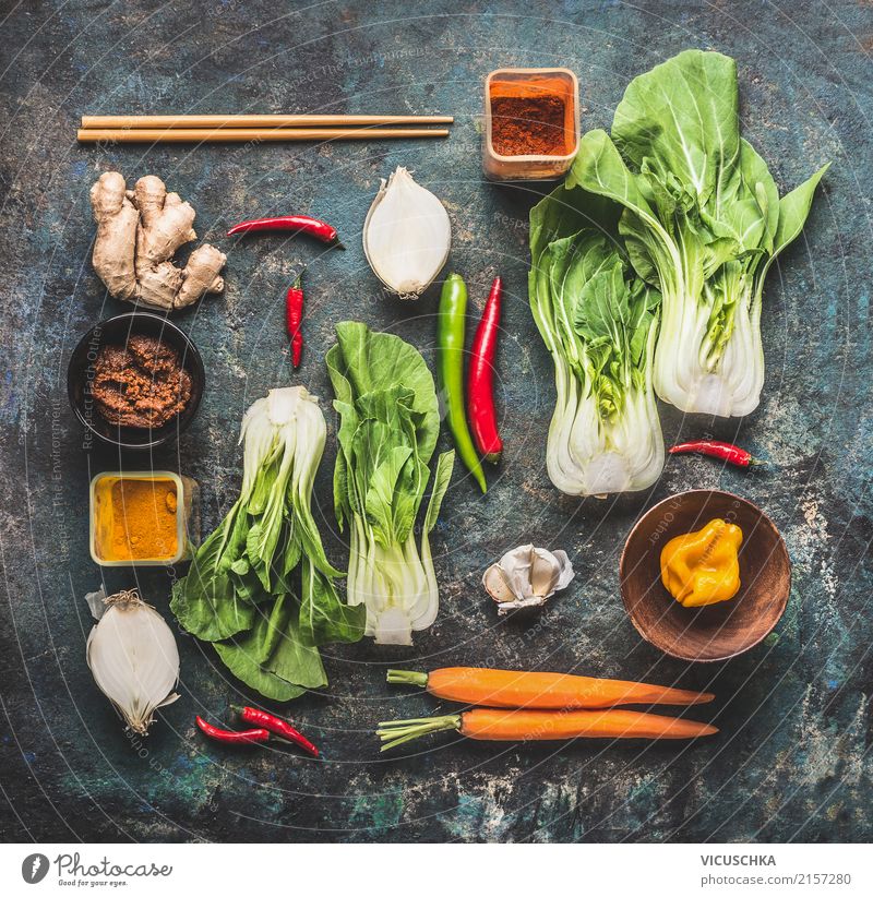 Asiatische Küche Zutaten Lebensmittel Gemüse Kräuter & Gewürze Ernährung Vegetarische Ernährung Diät Geschirr Stil Design Gesunde Ernährung Restaurant