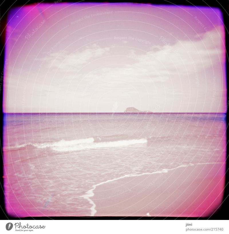 Die Insel Wasser Himmel Wolken Horizont Sommer Schönes Wetter Wellen Küste Strand fantastisch Ferne frei Freundlichkeit frisch nass natürlich rosa Romantik