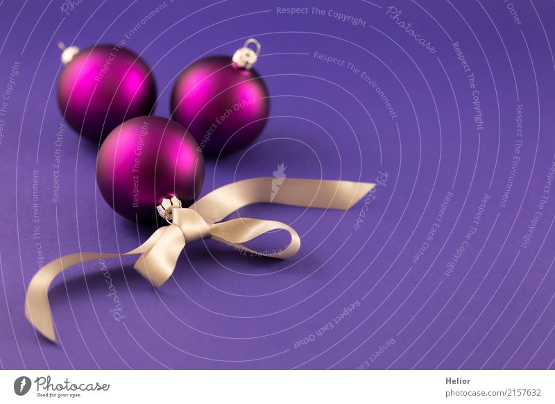 Lila Christbaumkugeln mit silberfarbenem Geschenkband Design Freude Feste & Feiern Weihnachten & Advent Glas Zeichen Ornament Kugel Schnur Schleife schön