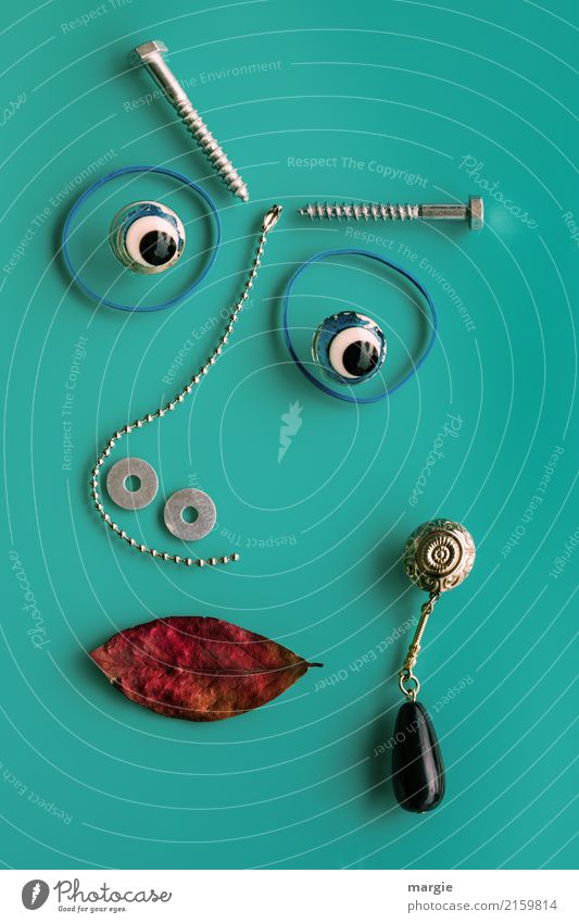 !Trash! 2017 | Ist das Kunst, oder kann das weg? Collage schön Gesicht Freizeit & Hobby Basteln Mensch feminin Frau Erwachsene rot türkis Idee einzigartig
