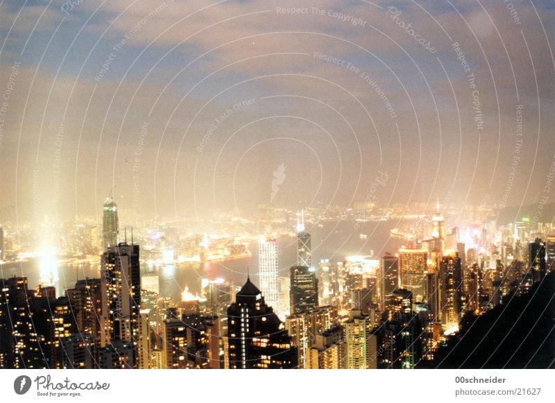 hongkong bei nacht Hongkong Nacht Licht Wolken Hochhaus Architektur Skyline Stadt